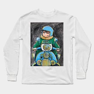 Retro Scooter, Classic Scooter, Scooterist, Scootering, Scooter Rider, Mod Art Long Sleeve T-Shirt